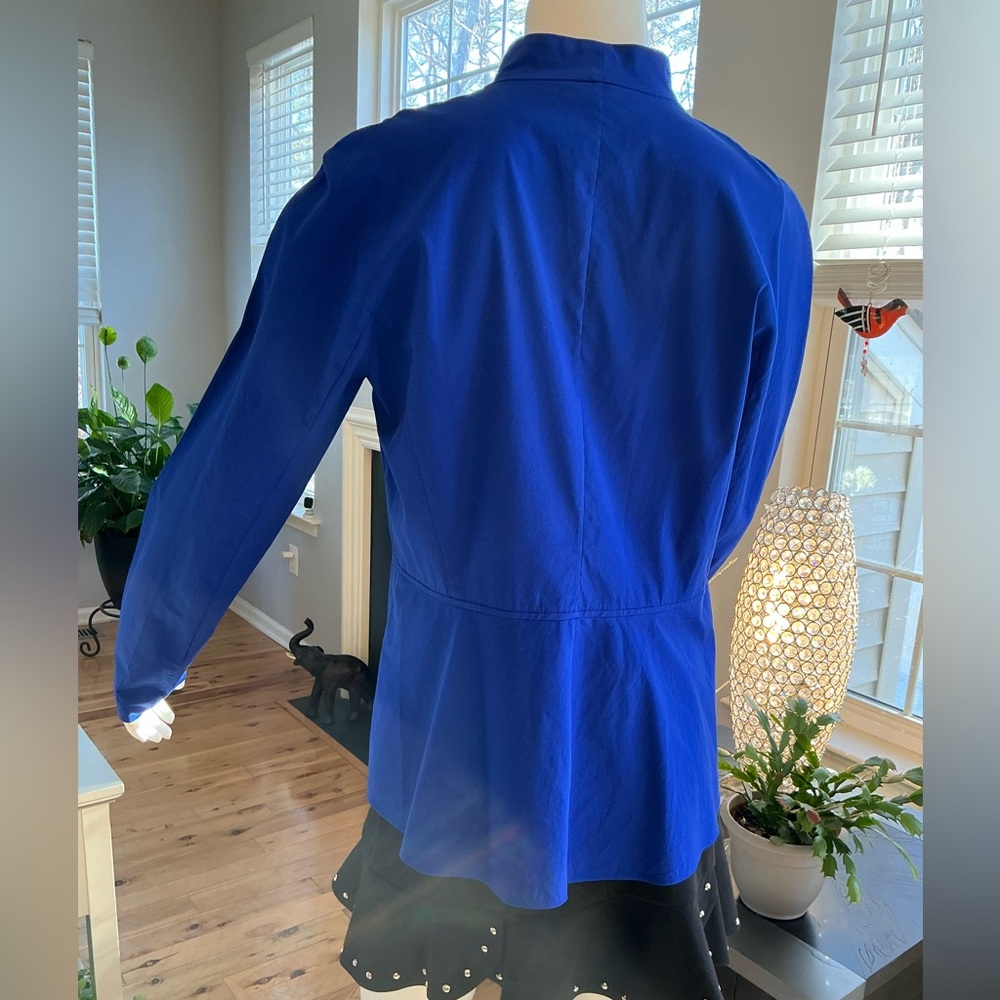 Lafayette Minimalist Royal Blue Zip Fall Jacket Casual Business Career SZ Medium - Picture 9 of 13